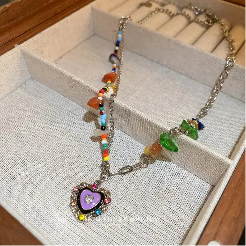 Pink Bunny Rainbow Cartoon Necklace for Women