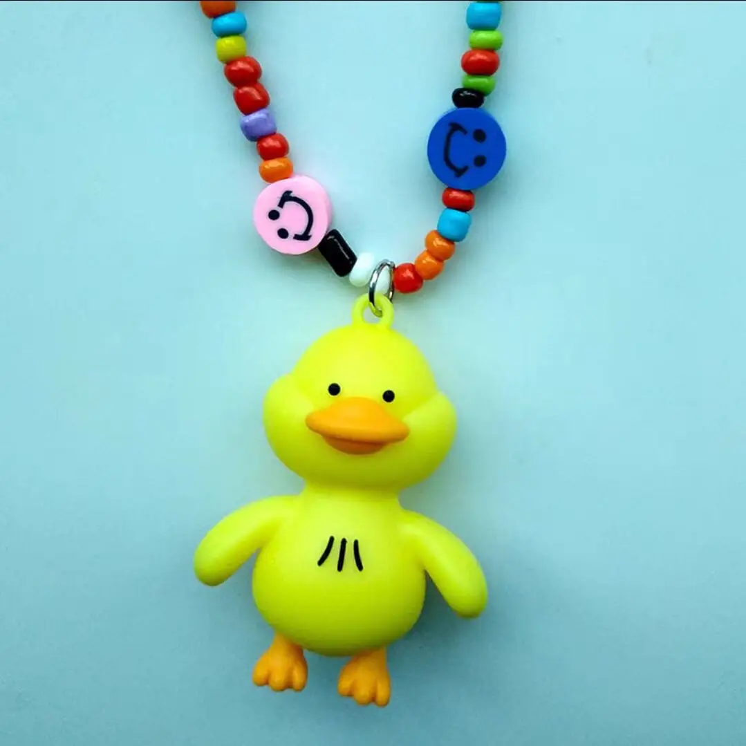 Pink Bunny Rainbow Cartoon Necklace for Women