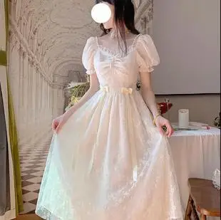 Women's White Chiffon Floral Waist Slimming Dress — feature 19