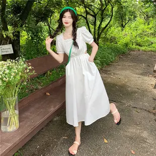 Women's White Chiffon Floral Waist Slimming Dress — feature 26