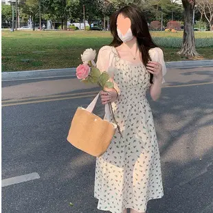 Women's White Chiffon Floral Waist Slimming Dress — feature 49