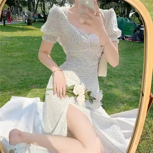 Women's White Chiffon Floral Waist Slimming Dress — feature 64