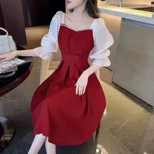 Women's White Chiffon Floral Waist Slimming Dress — feature 74