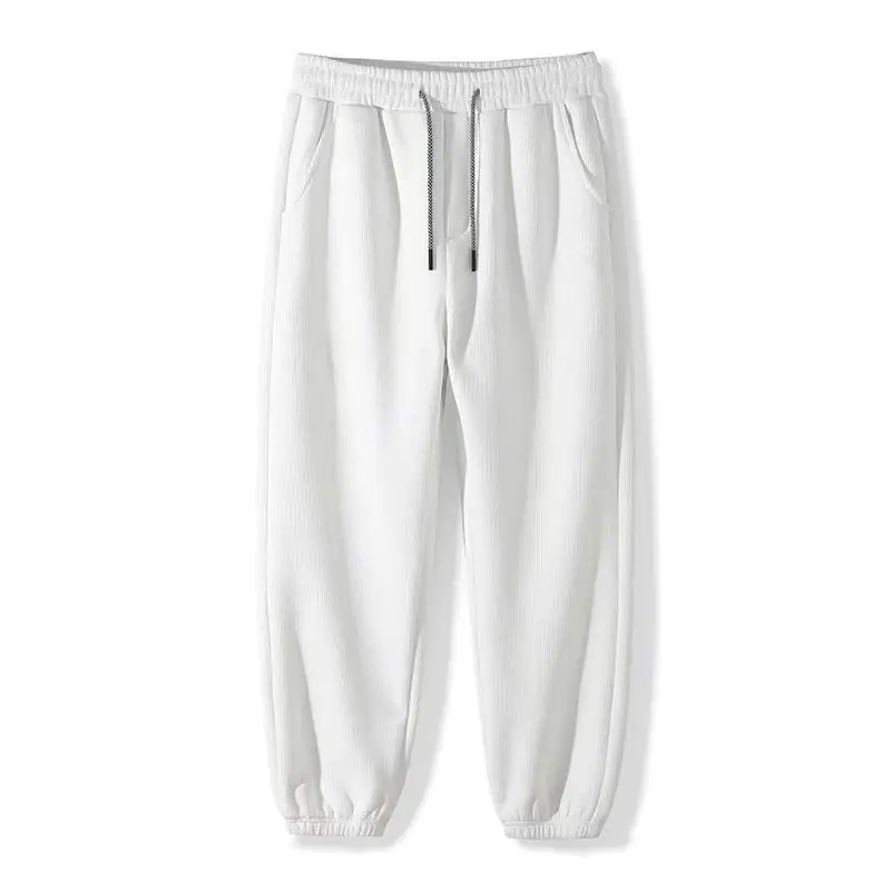 Women's Grey Waffle Knit Jogger Pants Slimming Casual