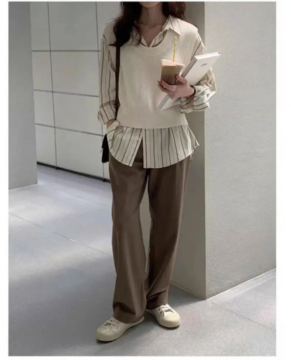 Korean Style Striped Cardigan Top with Long Sleeves — feature 8