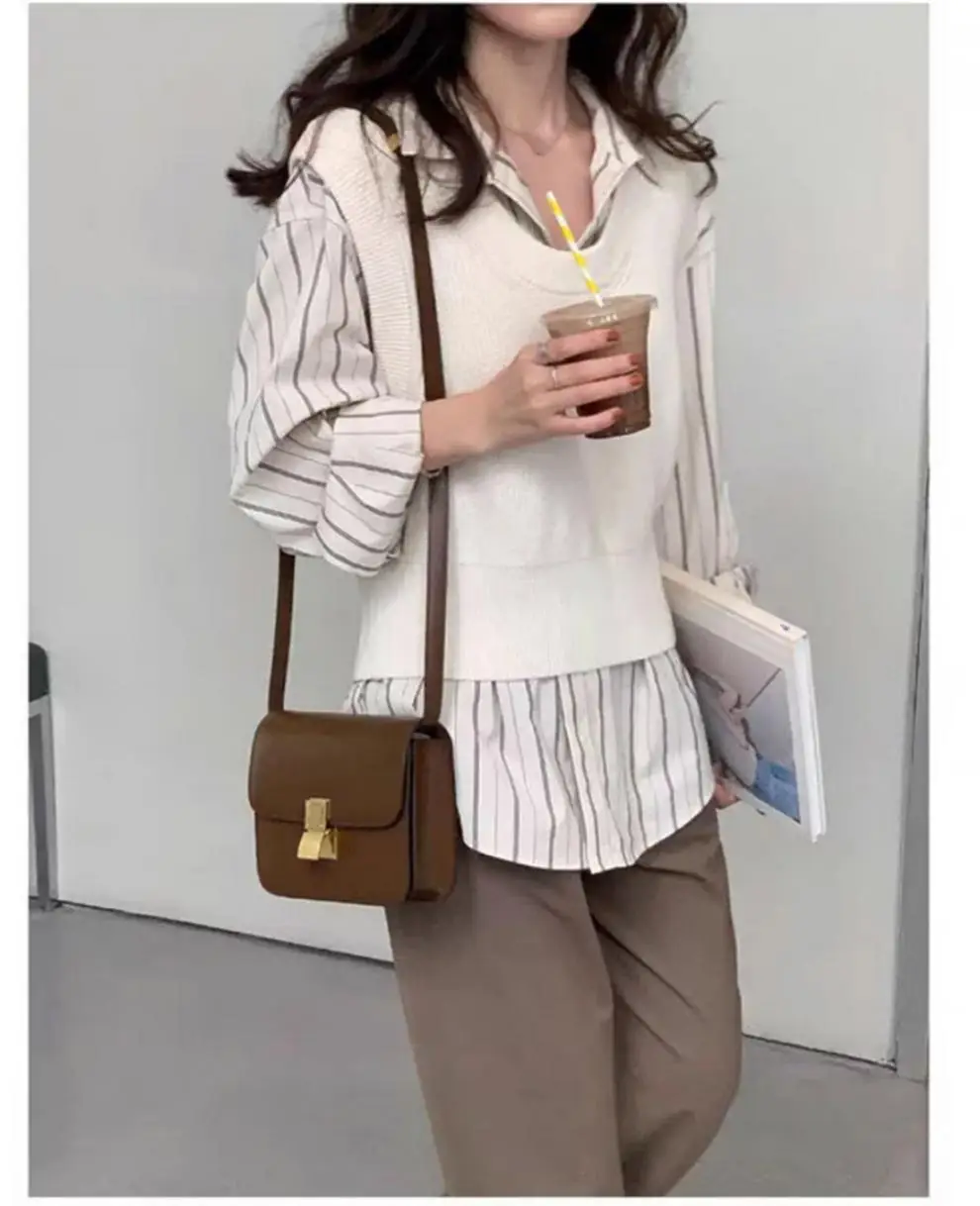 Korean Style Striped Cardigan Top with Long Sleeves — feature 9