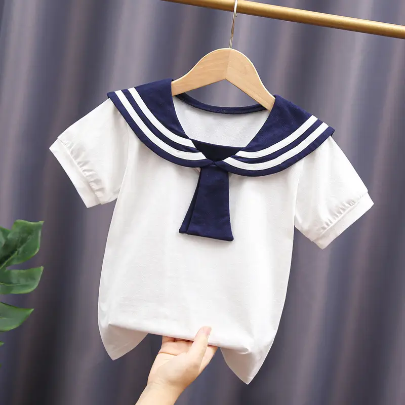 Girls Navy Watercolor T-Shirt Skirt Set Medium to XL Cotton