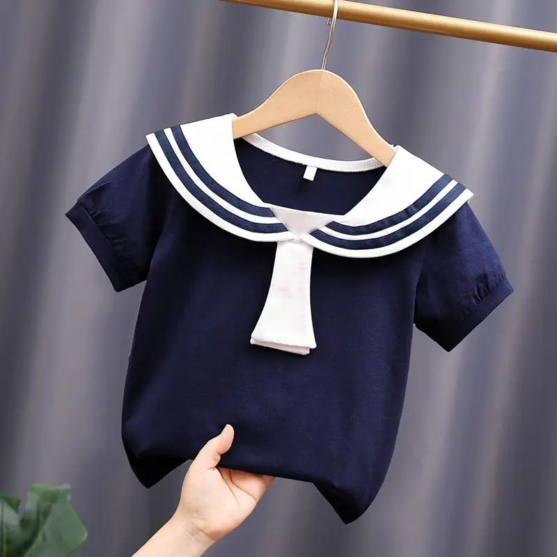 Girls Navy Watercolor T-Shirt Skirt Set Medium to XL Cotton