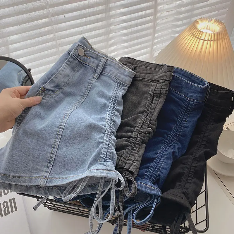 Women Denim Drawstring Shorts A-Line 2025