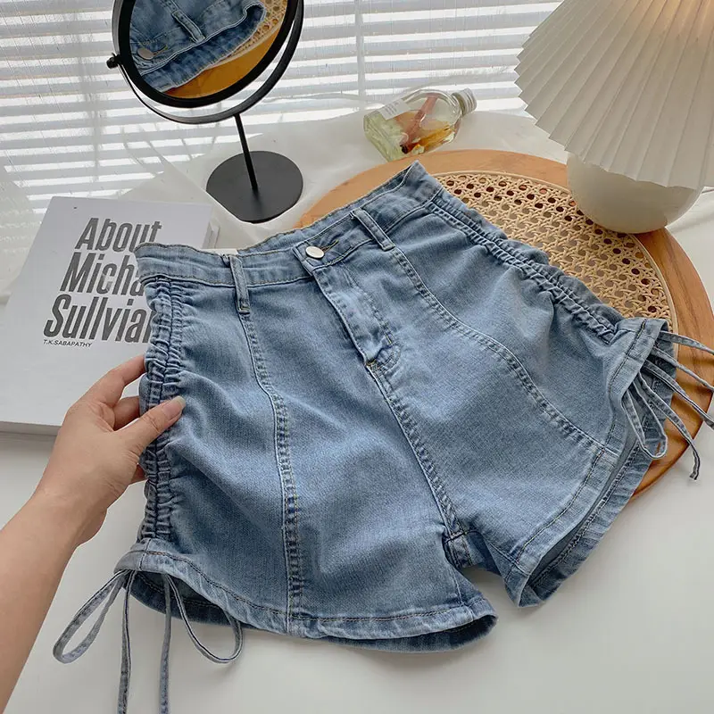 Women Denim Drawstring Shorts A-Line 2025