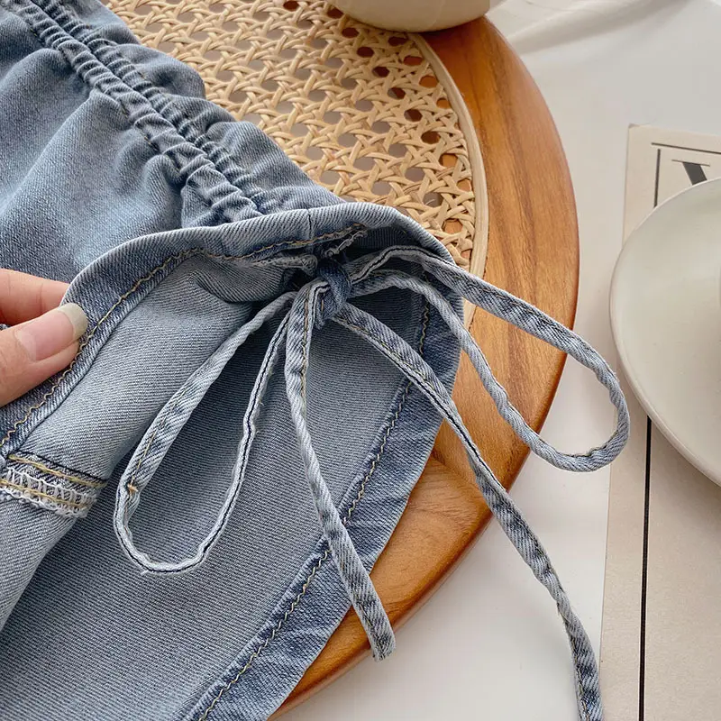 Women Denim Drawstring Shorts A-Line 2025