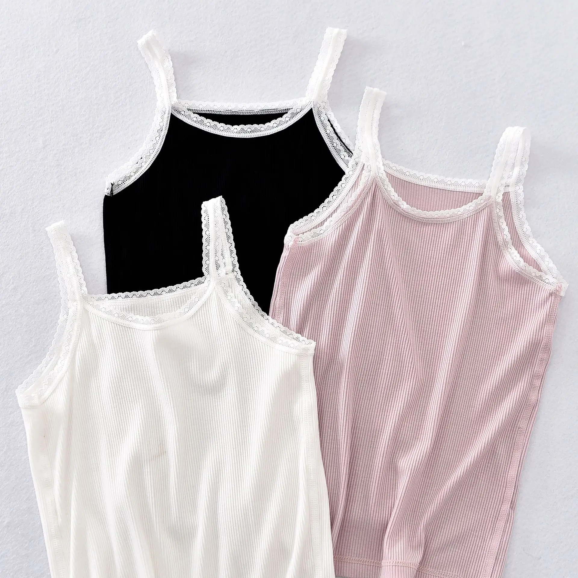 3-Piece Summer Girls Sling Tops Set in White, Pink & Yellow