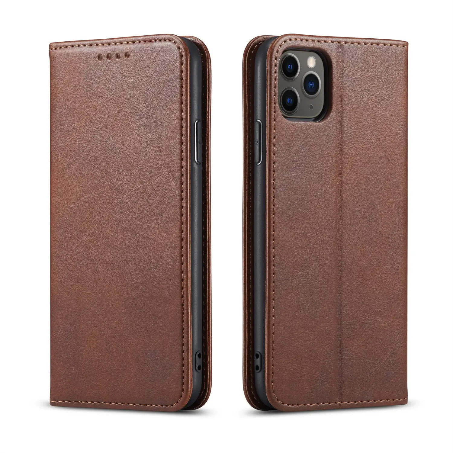 Magnetic Leather iPhone Case with Card Slot & Flip Protection - Image 2
