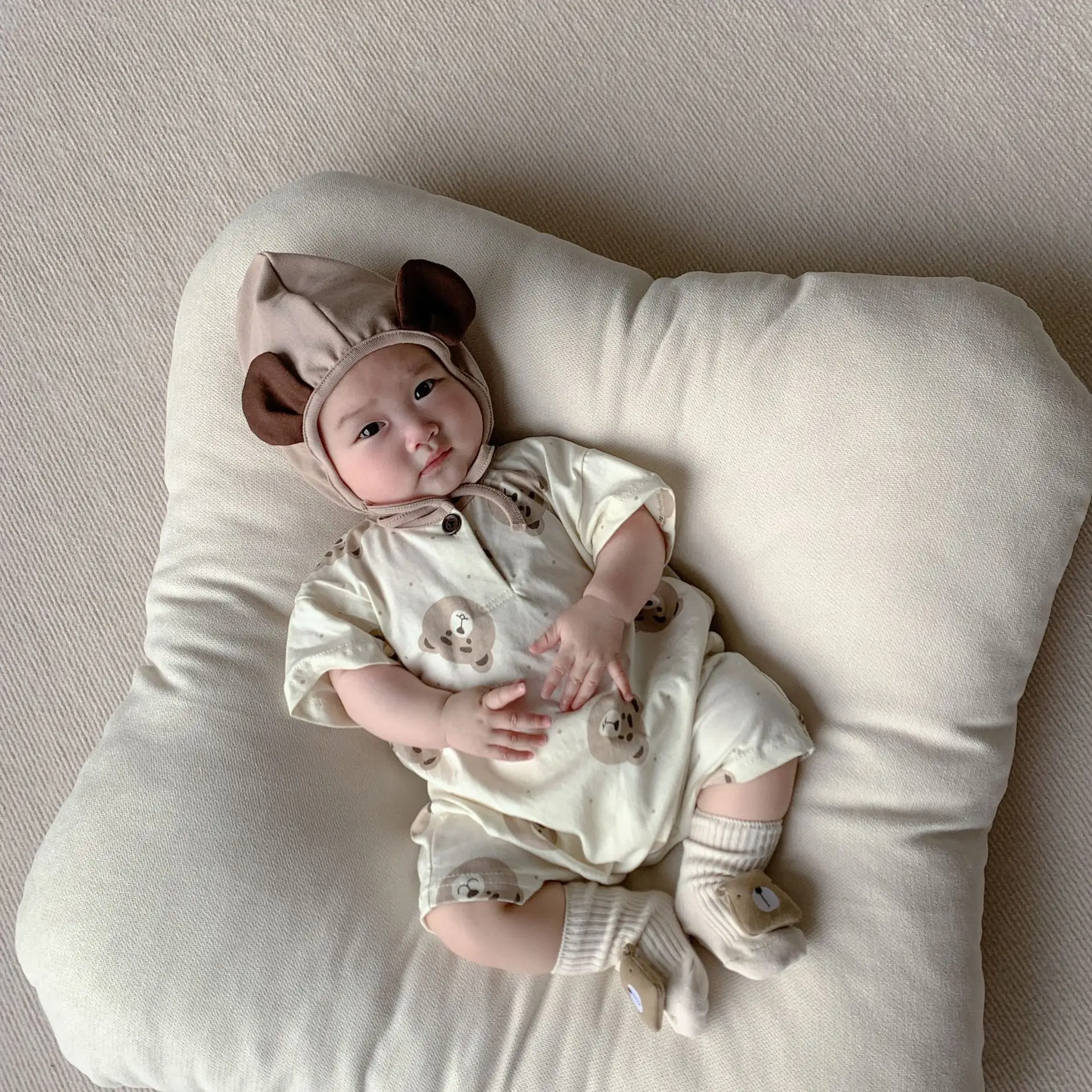 2025 Korean Style Bear Print Baby Jumpsuit Suit - Image 3