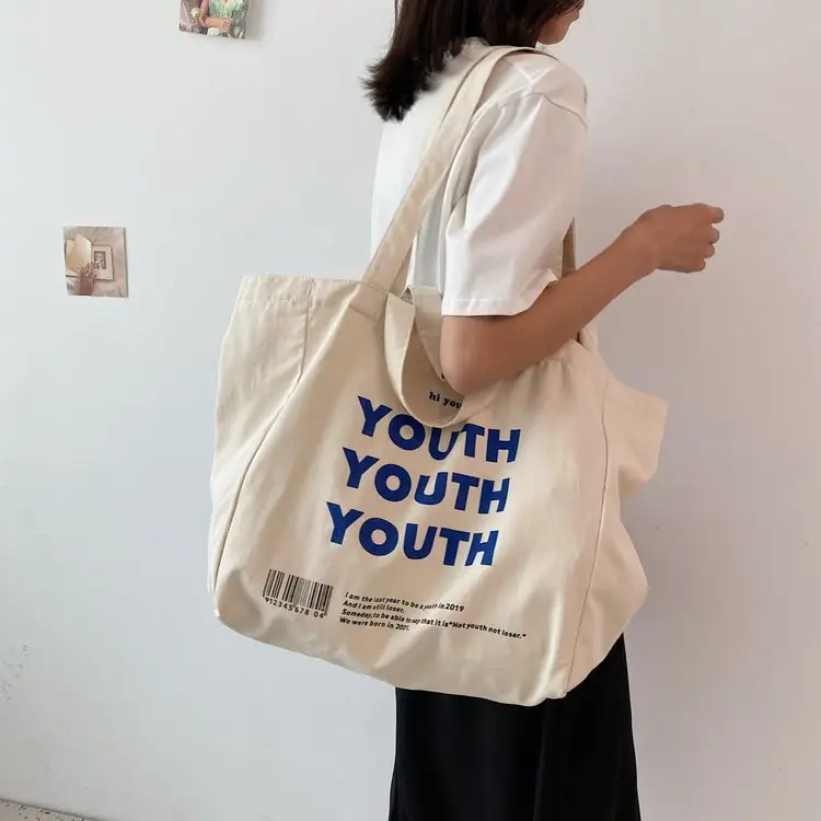 Women Canvas Tote Bag Youth Print Large Capacity - Image 2
