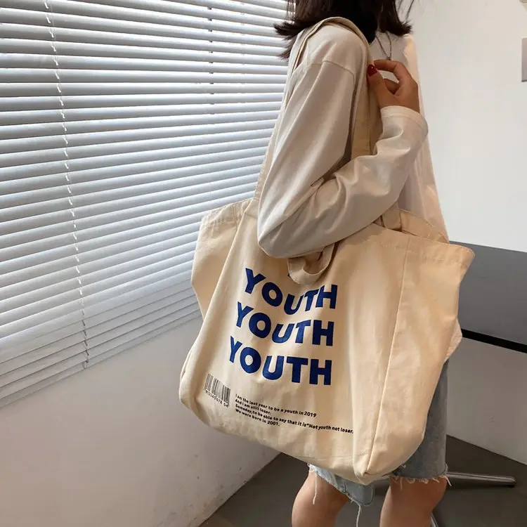 Women Canvas Tote Bag Youth Print Large Capacity - Image 3
