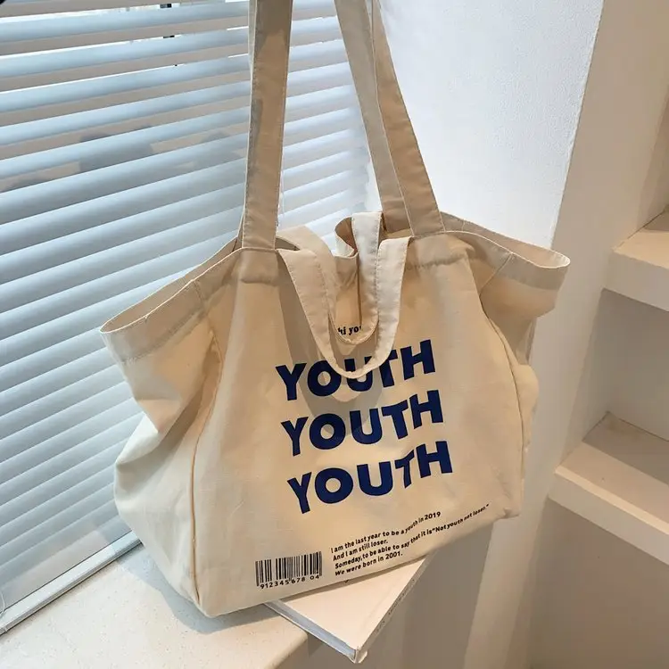 Women Canvas Tote Bag Youth Print Large Capacity - Image 4