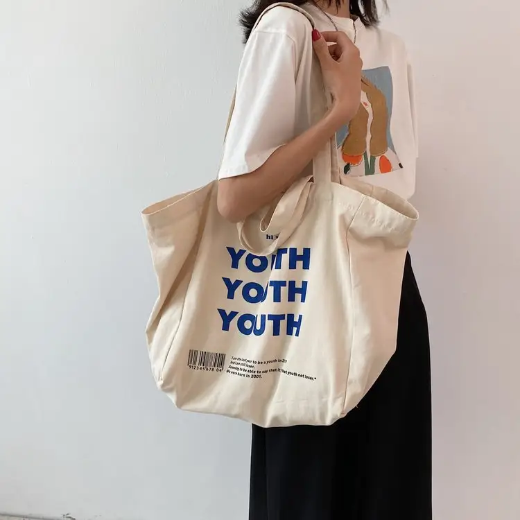 Women Canvas Tote Bag Youth Print Large Capacity - Image 5