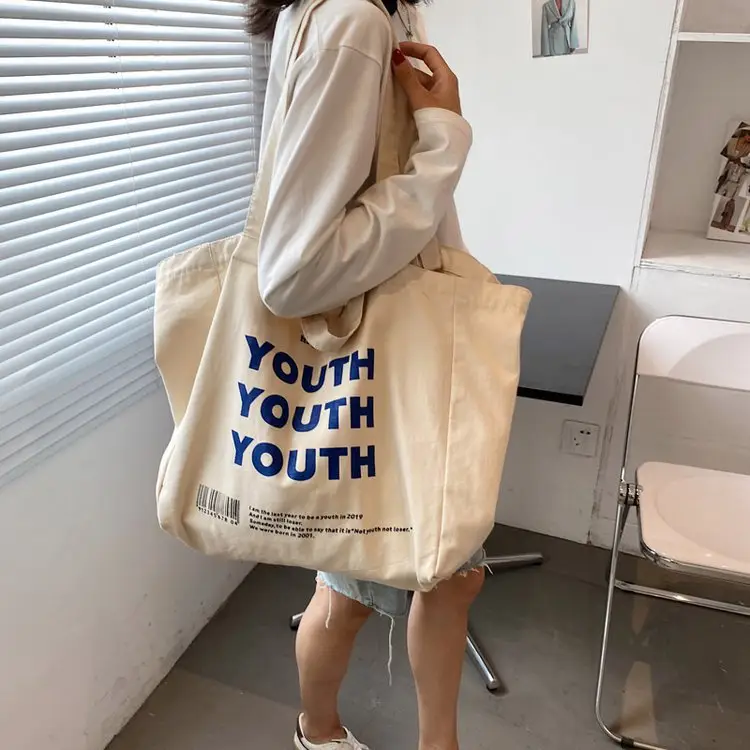 Women Canvas Tote Bag Youth Print Large Capacity — feature 2