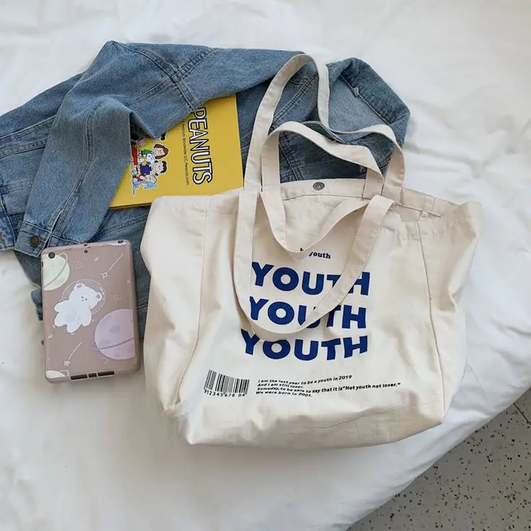 Women Canvas Tote Bag Youth Print Large Capacity — feature 45