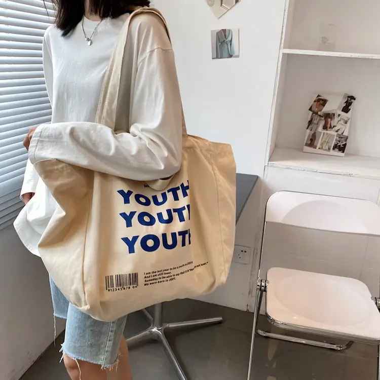 Women Canvas Tote Bag Youth Print Large Capacity — feature 5