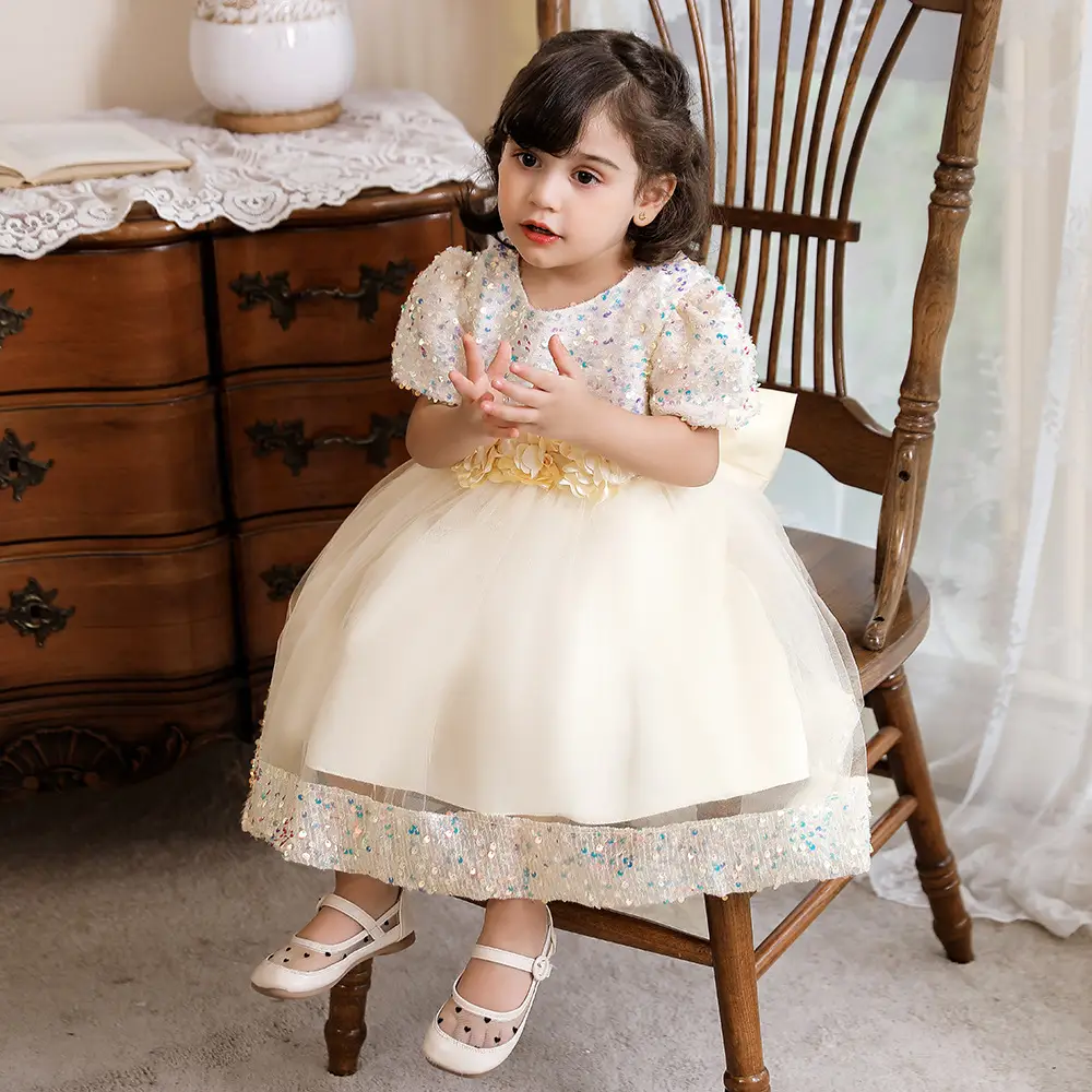Green Flower Sequins Girl's Princess Dress - Image 21