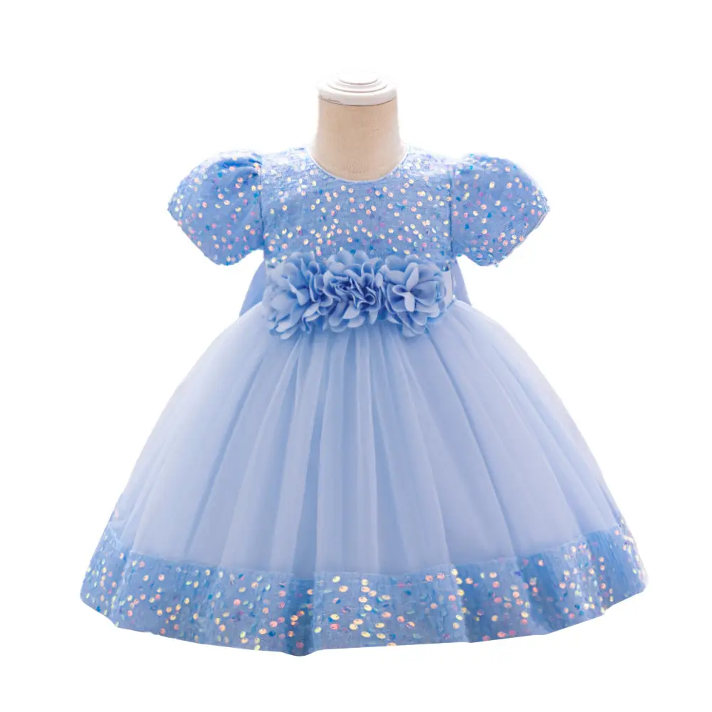 Green Flower Sequins Girl's Princess Dress - Image 13