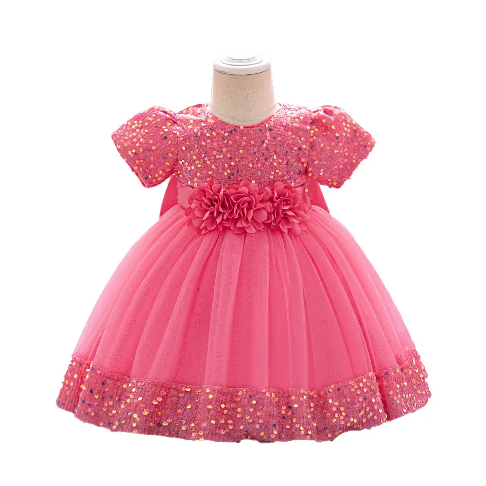 Green Flower Sequins Girl's Princess Dress - Image 14