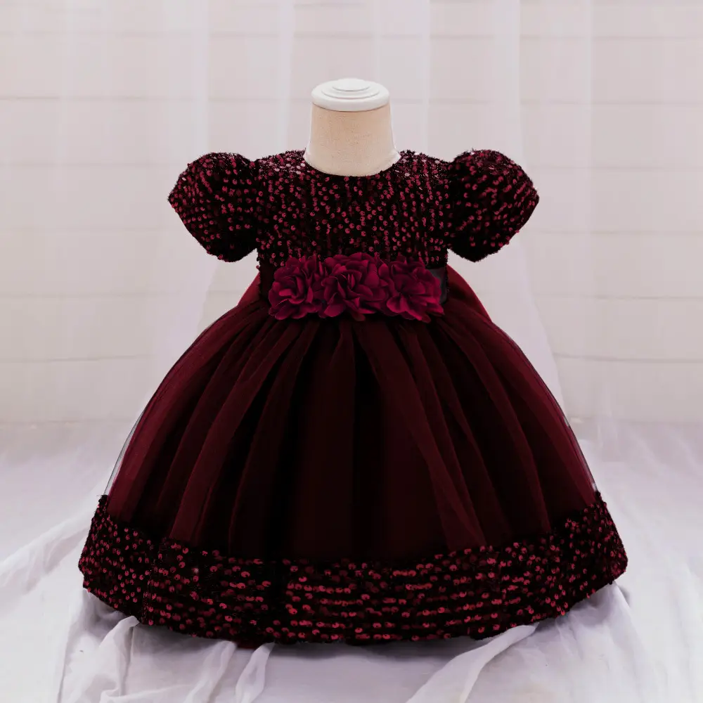 Green Flower Sequins Girl's Princess Dress - Image 18