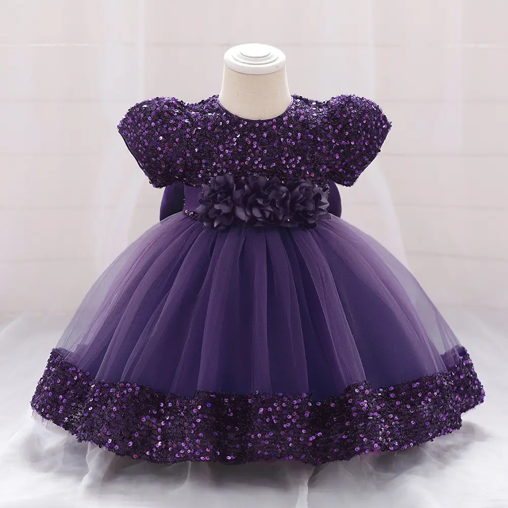 Green Flower Sequins Girl's Princess Dress - Image 7