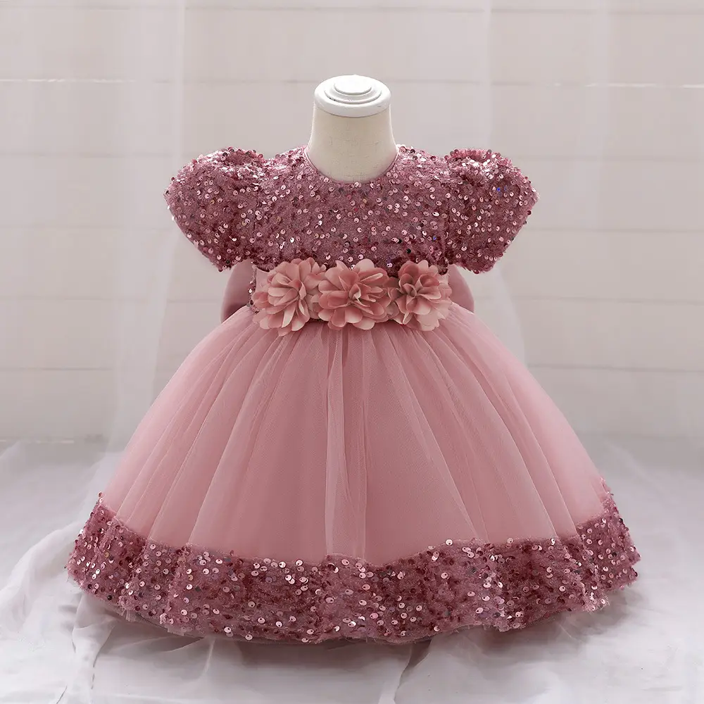 Green Flower Sequins Girl's Princess Dress - Image 8