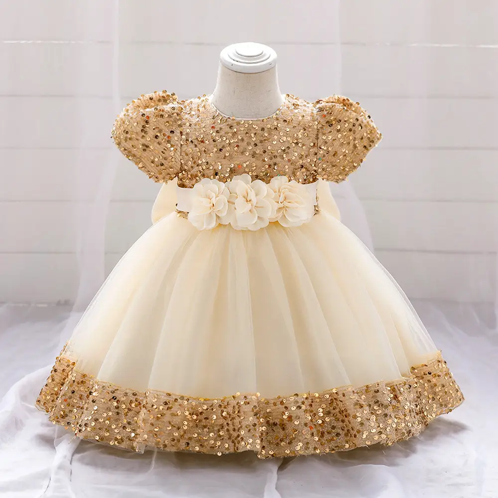 Green Flower Sequins Girl's Princess Dress - Image 9