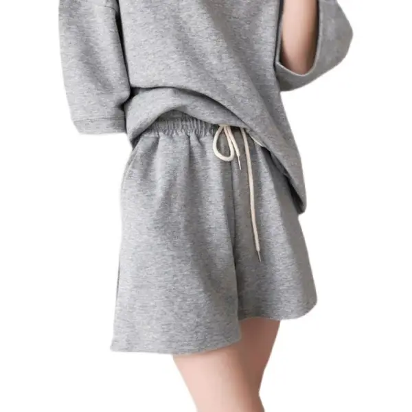 Women Loose Gray Shorts Set 2024 Trend - Image 4