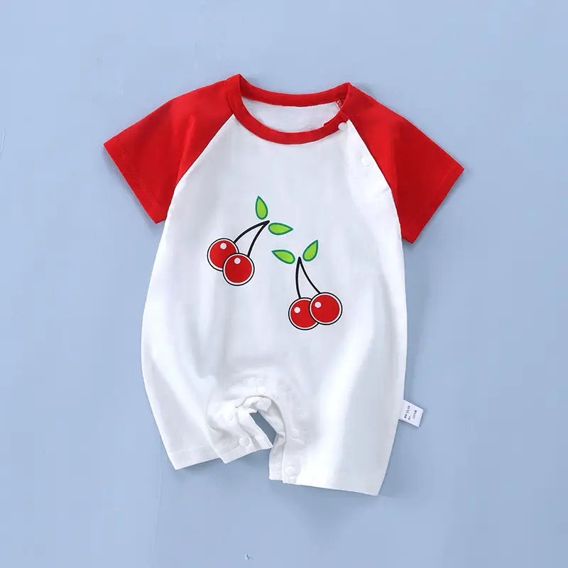 Baby Cherry Print Shorts Suit White Newborn - Image 12