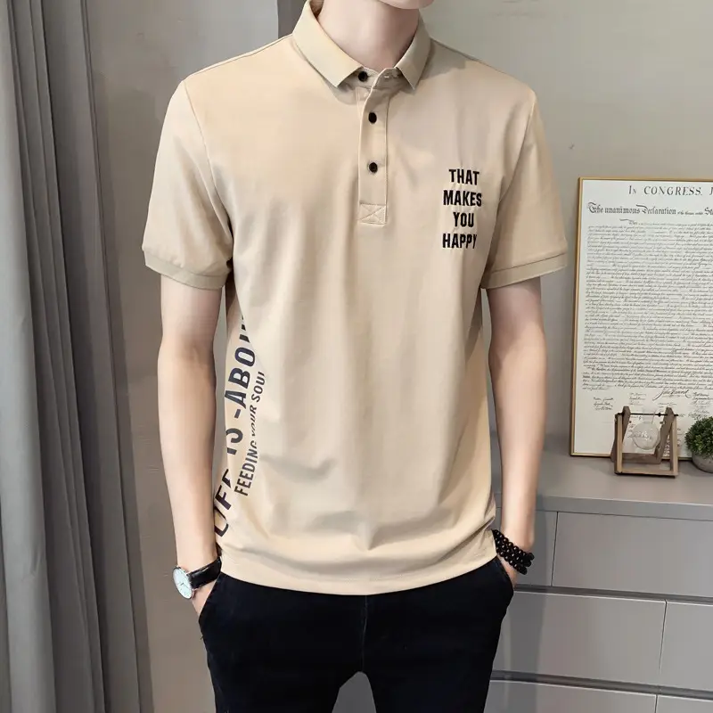 Men Black Polo Shirt Slim Fit Summer New - Image 8