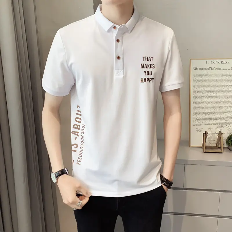 Men Black Polo Shirt Slim Fit Summer New - Image 10