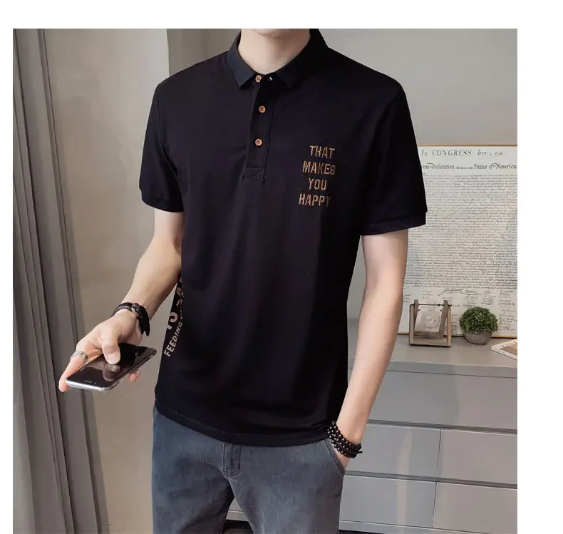 Men Black Polo Shirt Slim Fit Summer New — feature 10
