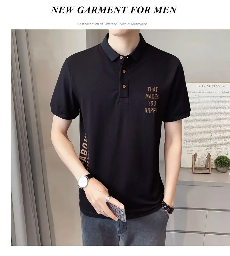 Men Black Polo Shirt Slim Fit Summer New — feature 11