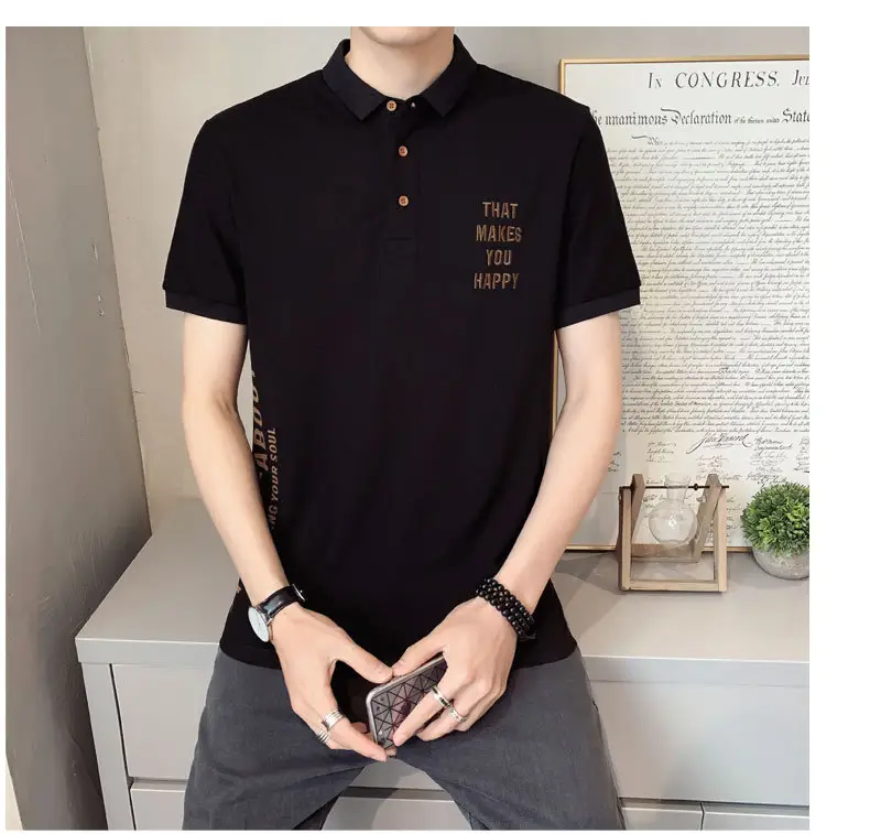 Men Black Polo Shirt Slim Fit Summer New — feature 12