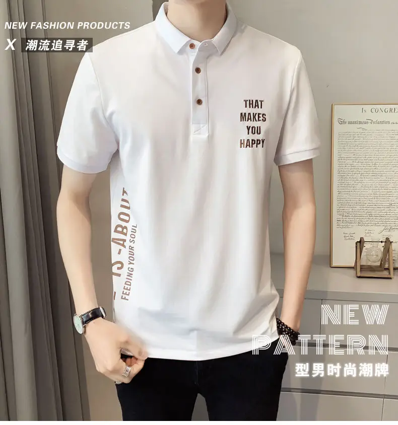 Men Black Polo Shirt Slim Fit Summer New — feature 2