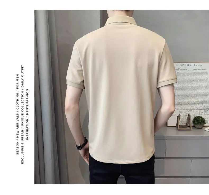Men Black Polo Shirt Slim Fit Summer New — feature 8