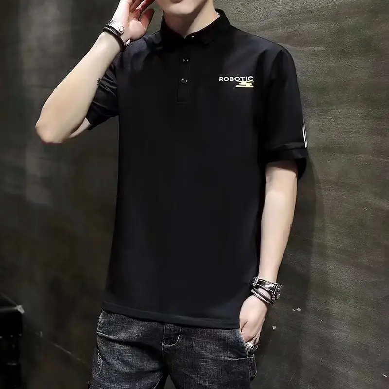Men Black Polo Shirt Slim Fit Summer New - Image 4