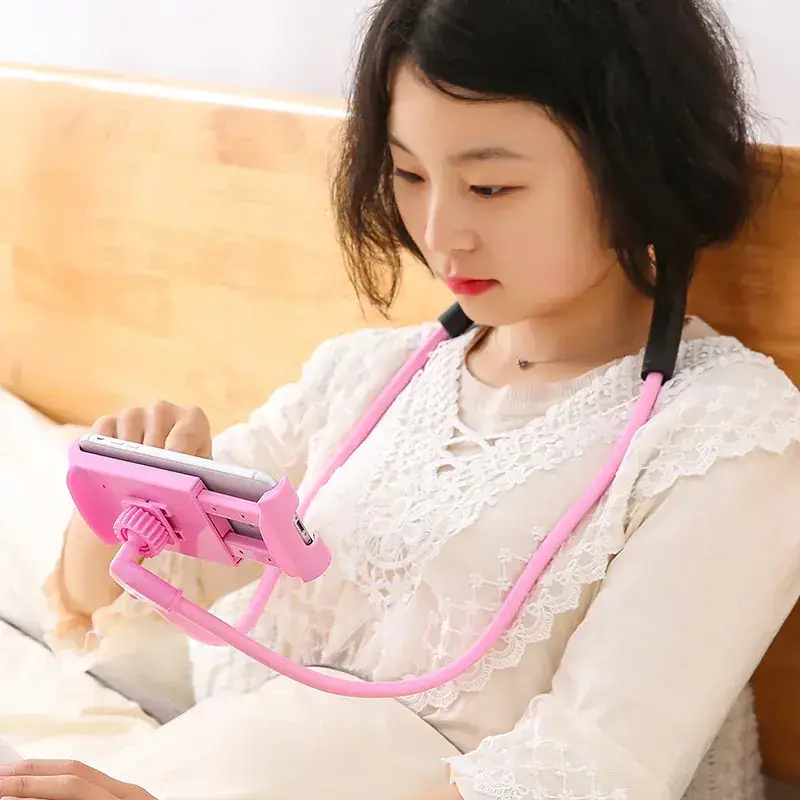 Pink Wireless Neck Phone Holder with Voice Recorder - Image 7