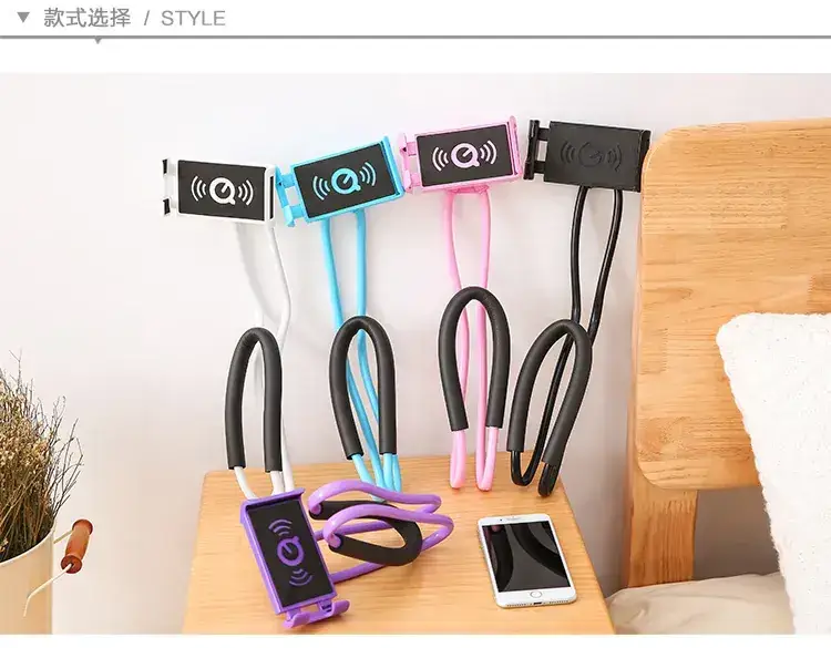 Pink Wireless Neck Phone Holder with Voice Recorder — feature 39