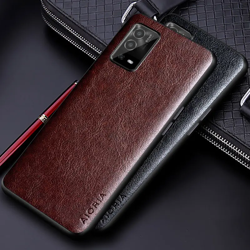 Oppo A55 A53 PU Leather Case Brown