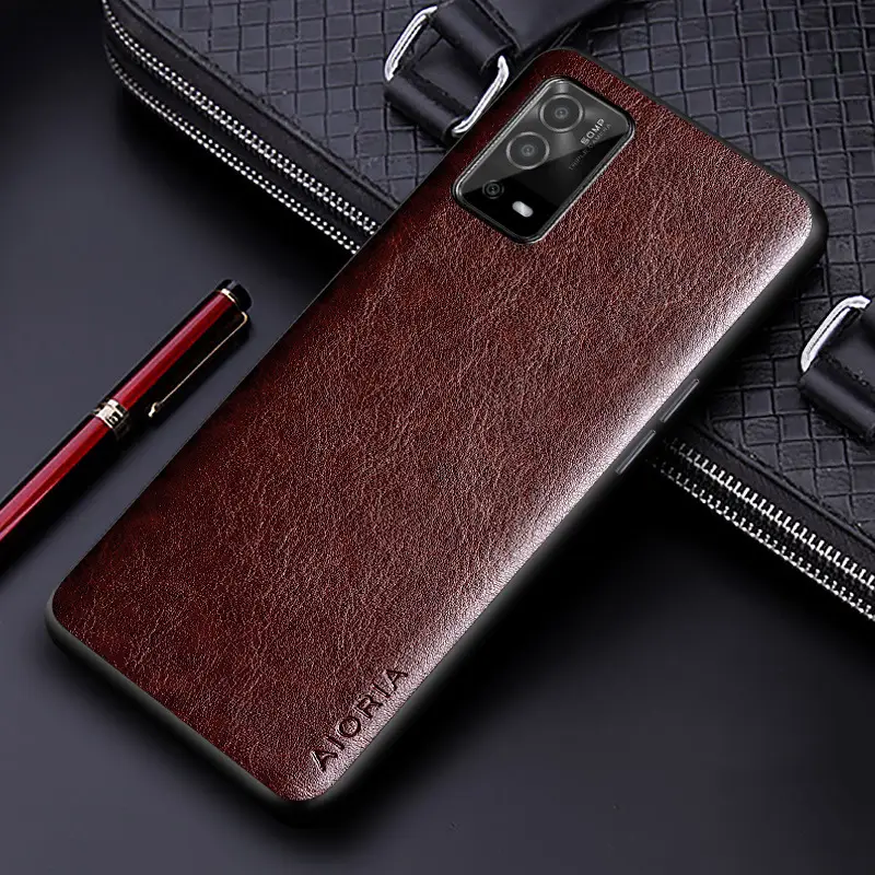 Oppo A55 A53 PU Leather Case Brown