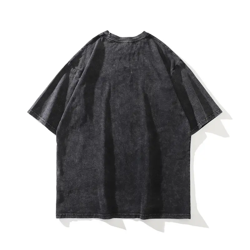 Men Retro Printed Short Sleeve T-Shirt Black