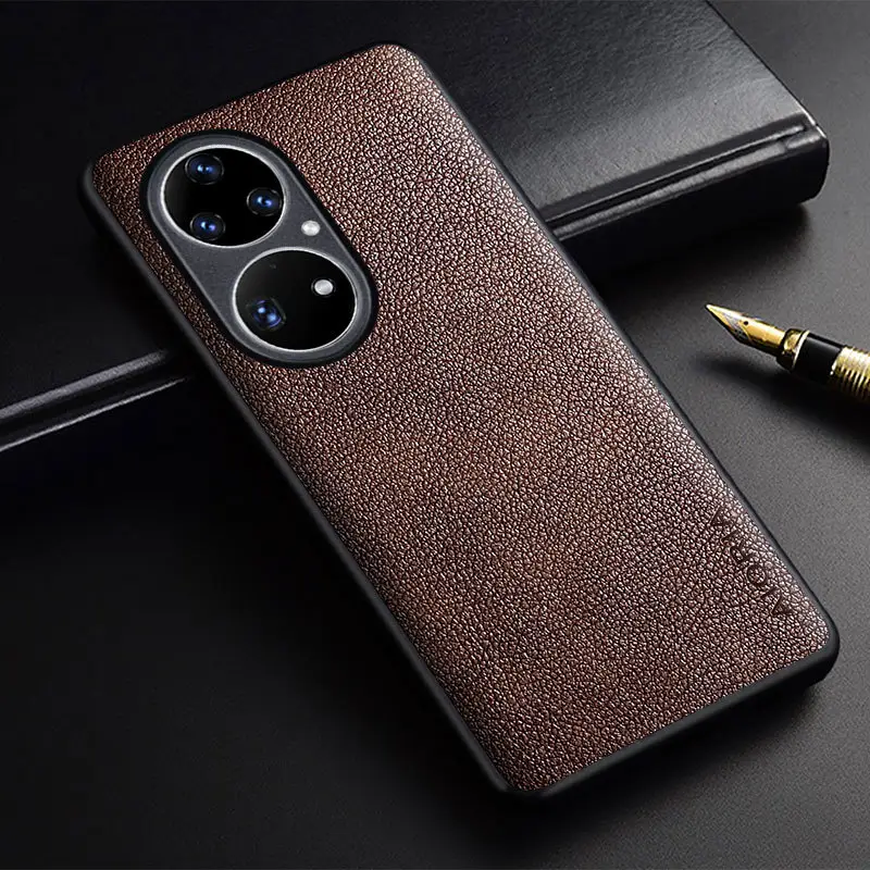 Huawei P50 Pro Mobile Phone Shell Black Leather - Image 7