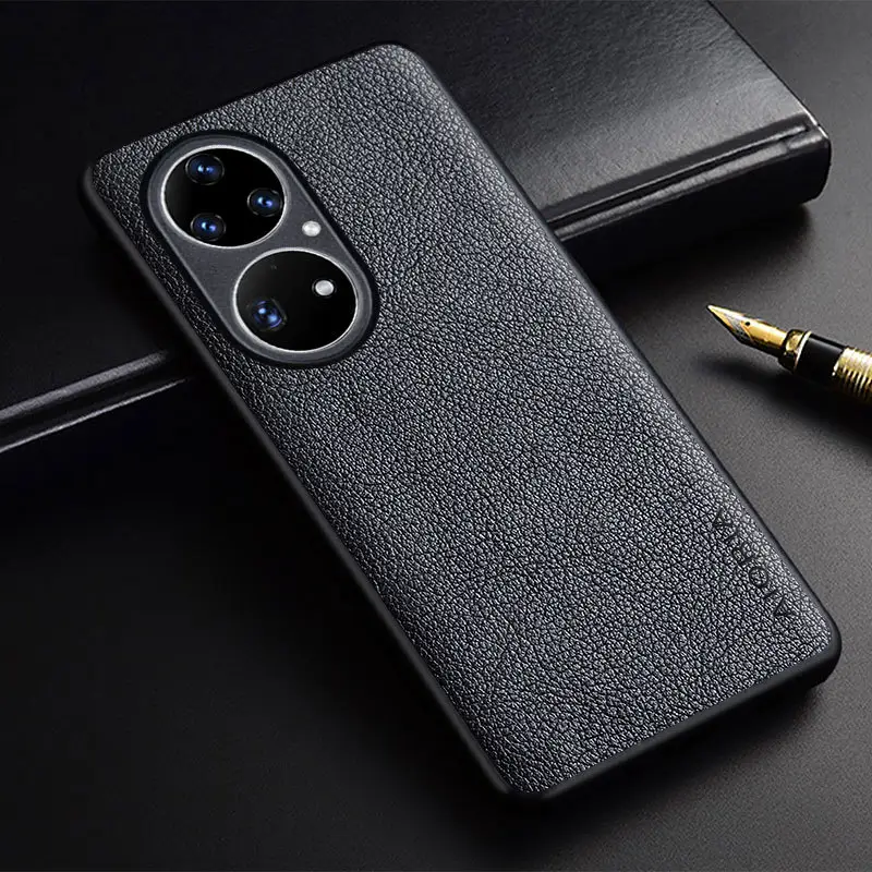 Huawei P50 Pro Mobile Phone Shell Black Leather - Image 2