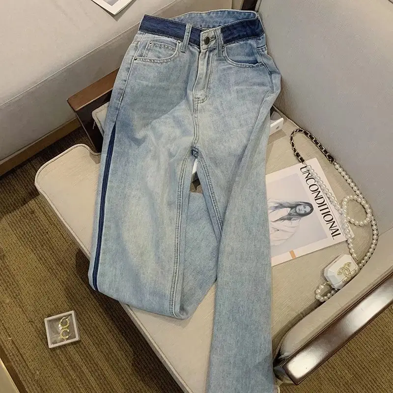 2022 Women's Wide Leg Jeans Blue Washed - Image 5